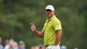 Koepka living large at Masters, leads with Rahm and Hovland